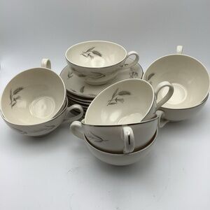 8 Vintage Taylor Smith & Taylor Co. Taylorton Silver Wheat Flat Cups and S…